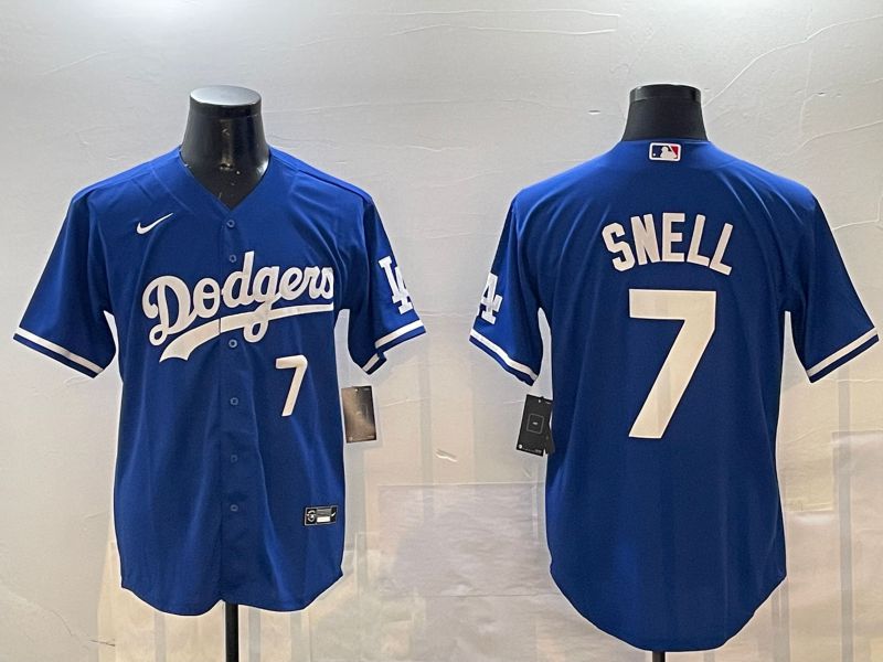 Men Los Angeles Dodgers #7 Snell Blue Game 2024 Nike MLB Jersey style 01151